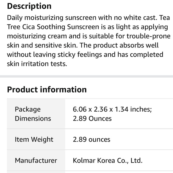 BRING GREEN Tea Tree CICA Soothing Sun Cream 50ml SPF 50+ new - Picture 4 of 4